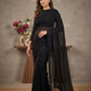 Pure Fox Georgette With Beautiful Original Black Beeds Work Saree
