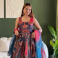 Elegant Patola printed festive gown with graceful flair