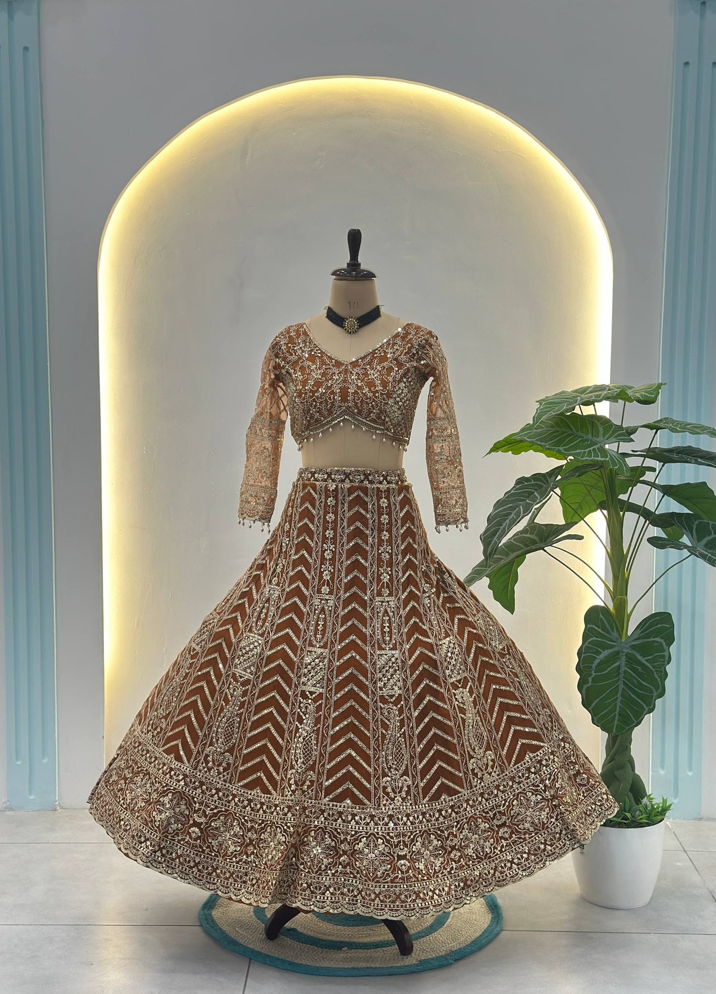 Butterfly Net Sequins and Codding Embroidery Work Lehenga Choli