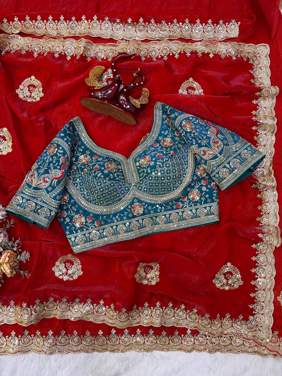 Sequance and Zari Embroidery Work Saree