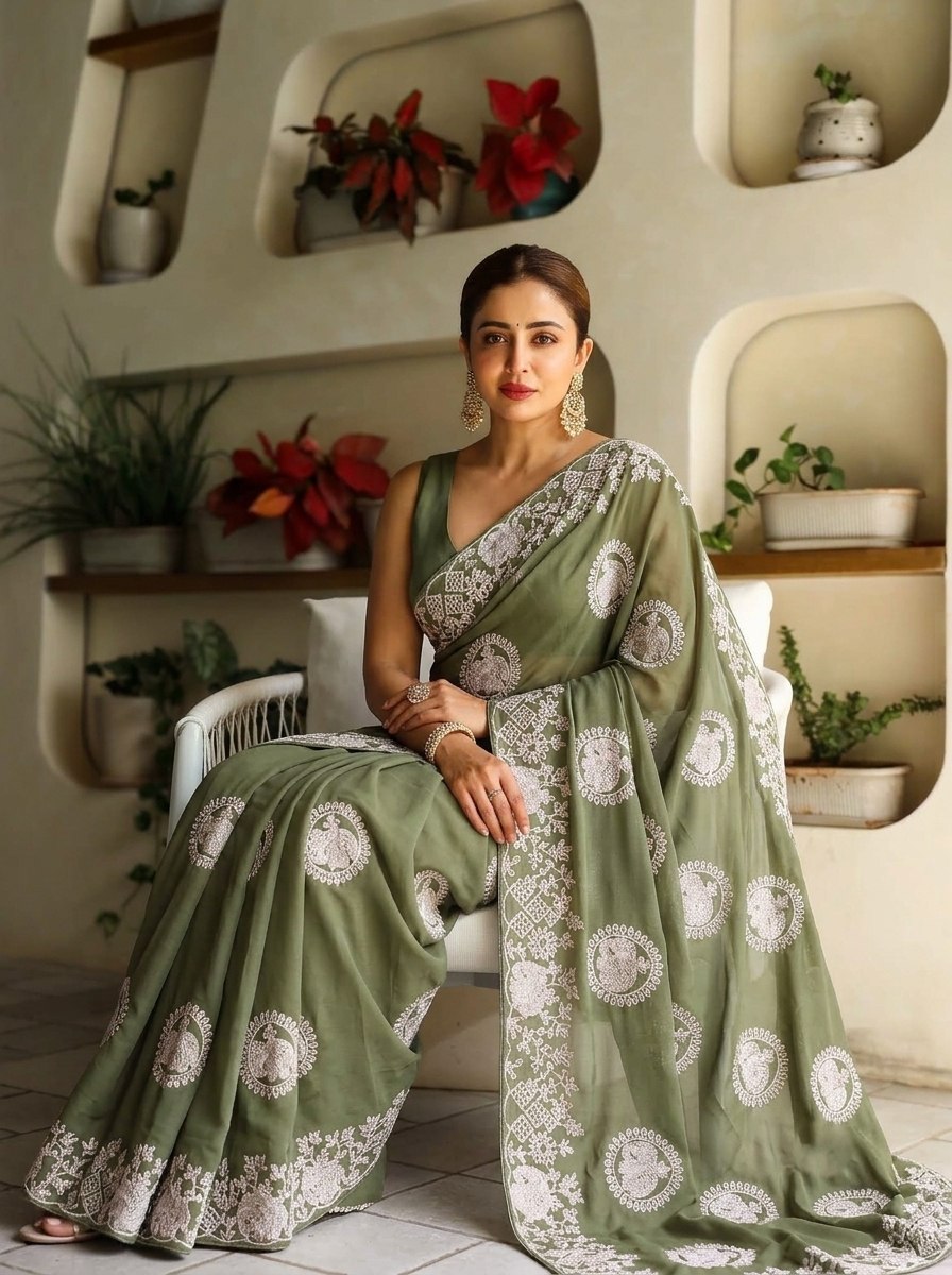 Designer Party Wear Soft Star Georgette Saree