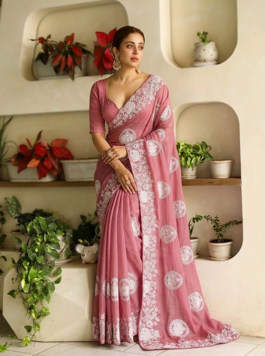 Designer Party Wear Soft Star Georgette Saree