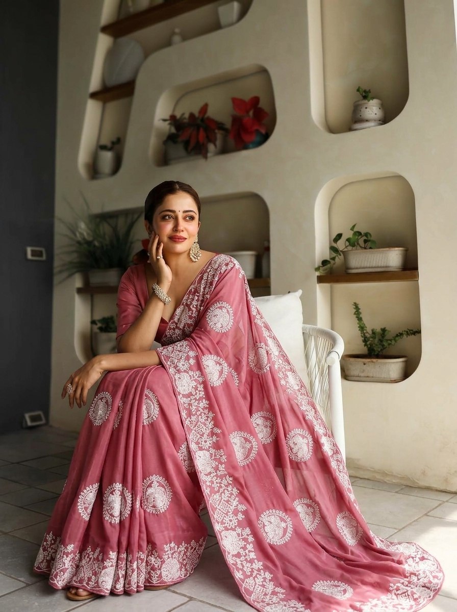 Designer Party Wear Soft Star Georgette Saree