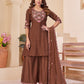 Mal Chanderi Multi Embroidery Thread With Real Hand Work Anarkali Kurti