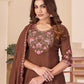 Mal Chanderi Multi Embroidery Thread With Real Hand Work Anarkali Kurti