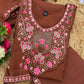 Mal Chanderi Multi Embroidery Thread With Real Hand Work Anarkali Kurti