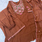 Mal Chanderi Multi Embroidery Thread With Real Hand Work Anarkali Kurti
