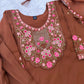 Mal Chanderi Multi Embroidery Thread With Real Hand Work Anarkali Kurti