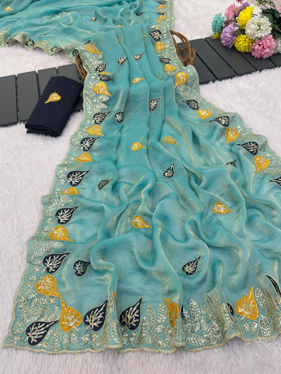 Pure soft Fandy satin sarees with amazing