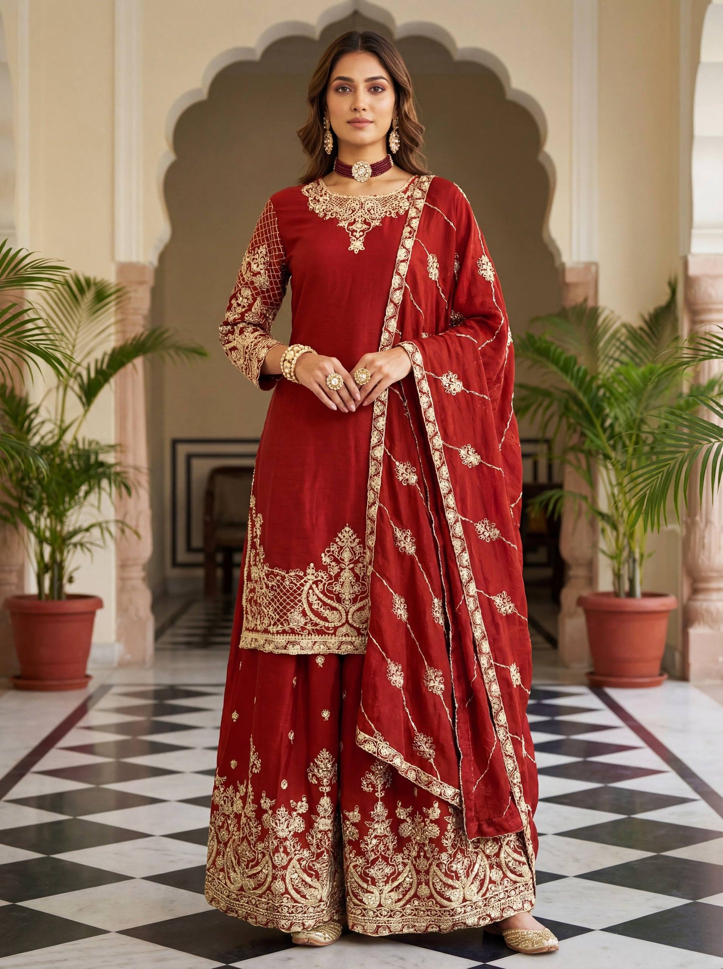 Elevate your festive style with these stunning embroidered sharara suits