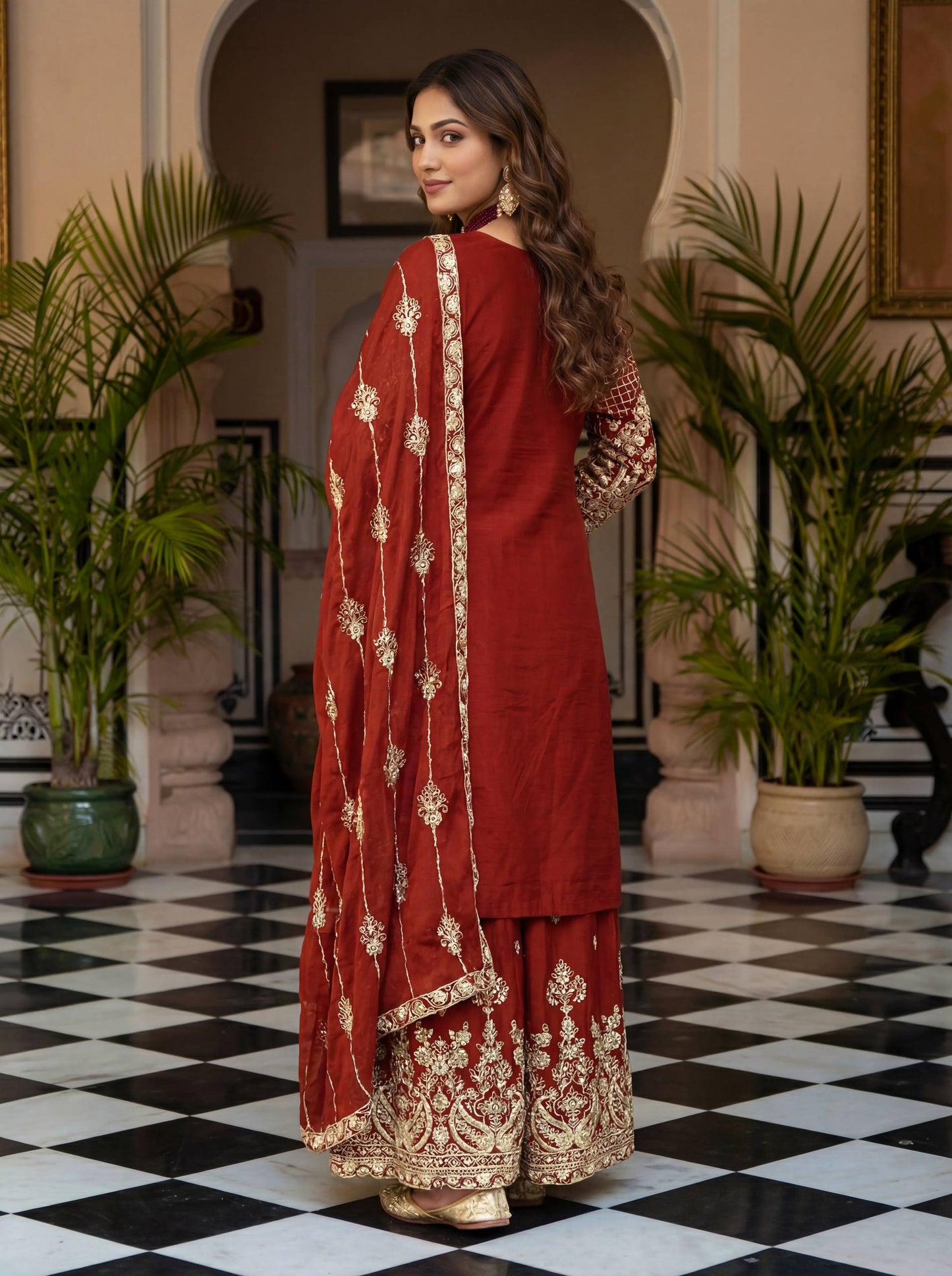 Elevate your festive style with these stunning embroidered sharara suits