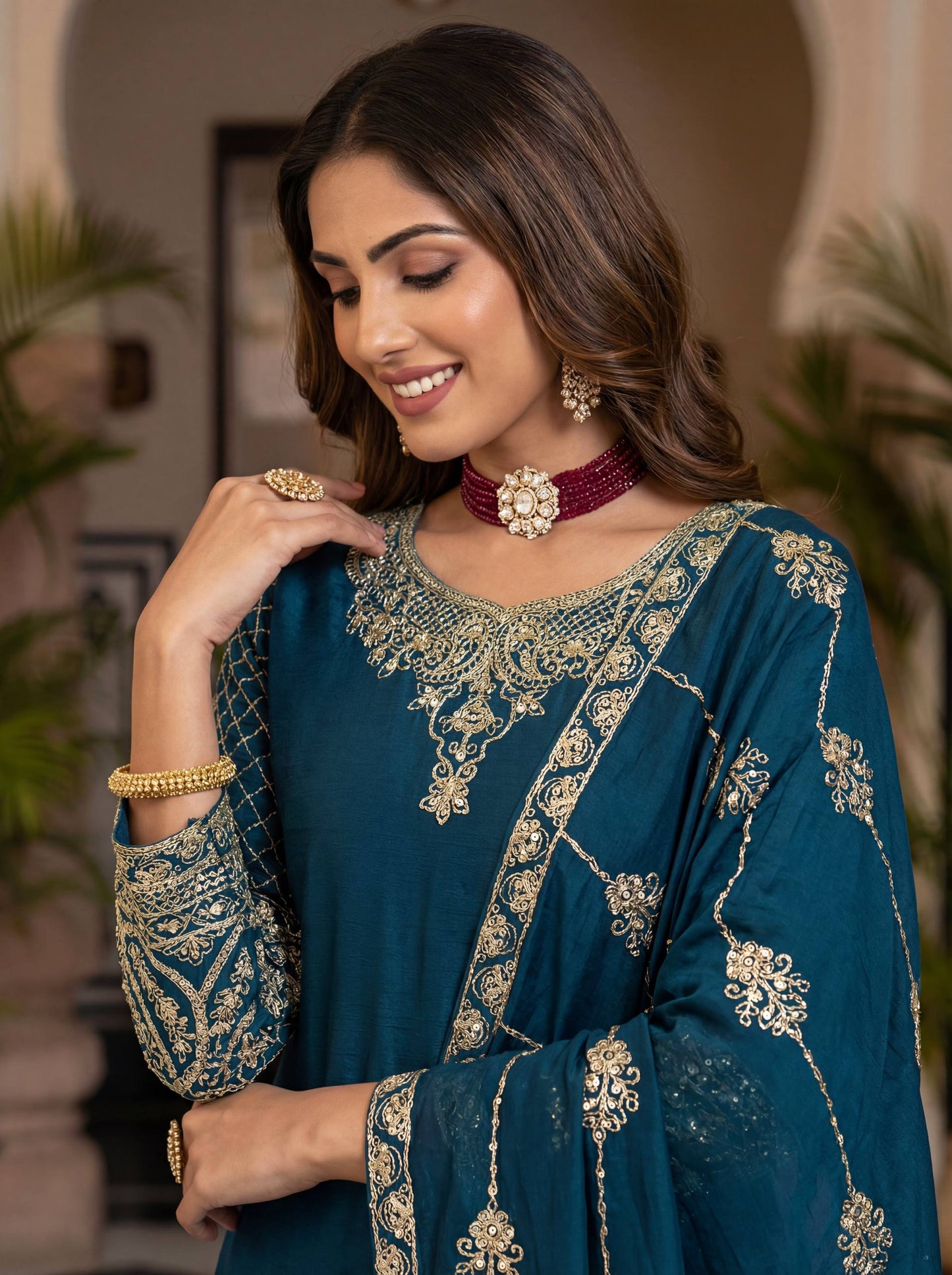 Elevate your festive style with these stunning embroidered sharara suits