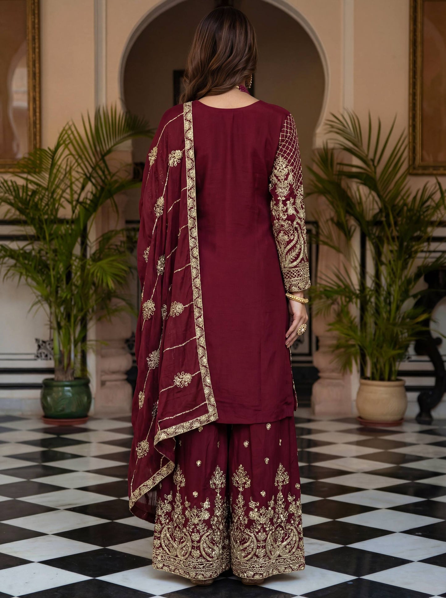 Elevate your festive style with these stunning embroidered sharara suits