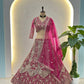 Butterfly Net Sequins and Codding Embroidery Work Lehenga