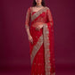 Net sequence Embroidery Work Saree