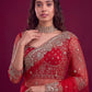 Net sequence Embroidery Work Saree