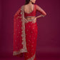 Net sequence Embroidery Work Saree