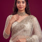 Net sequence Embroidery Work Saree