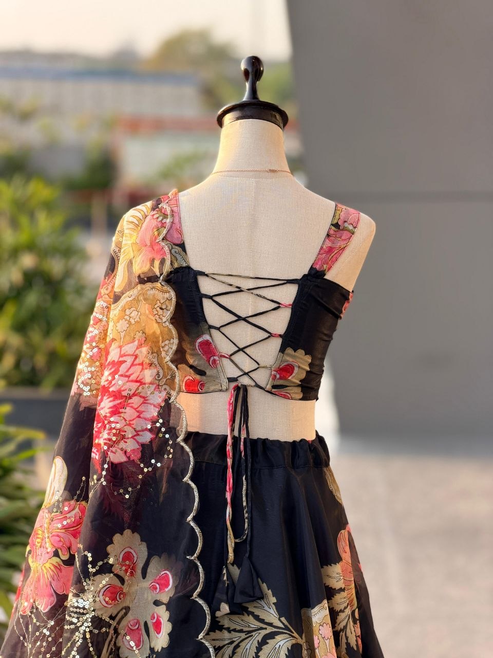 Pure Organza digital printed lehnga 8mtr flair lehnga