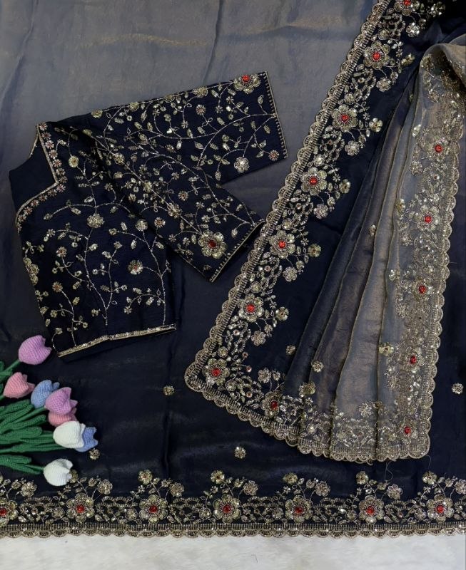 Fendy Satin in shaded fab Saree