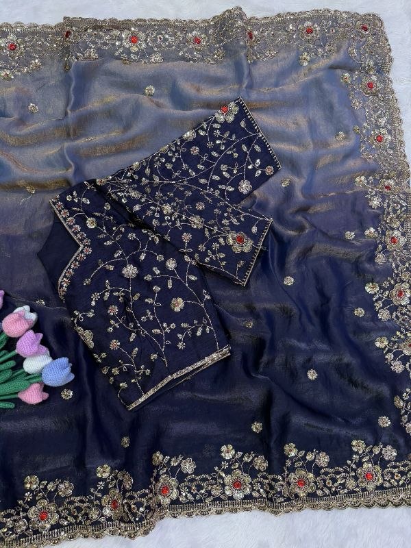 Fendy Satin in shaded fab Saree