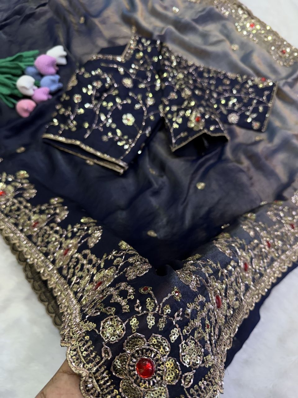 Fendy Satin in shaded fab Saree