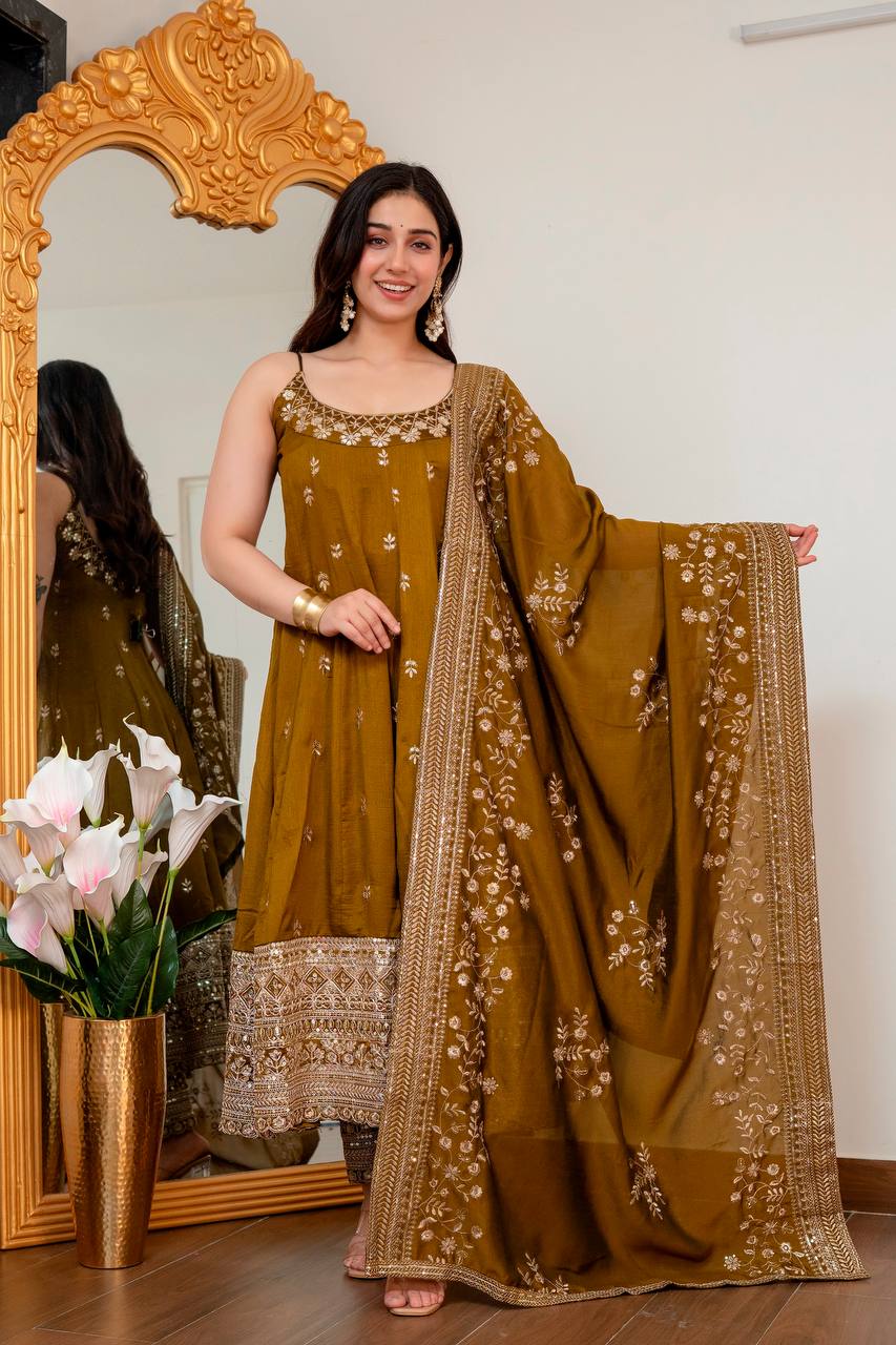 Vichitra Silk with Embroidery Zari Codding Sequins work And Dori Latkan