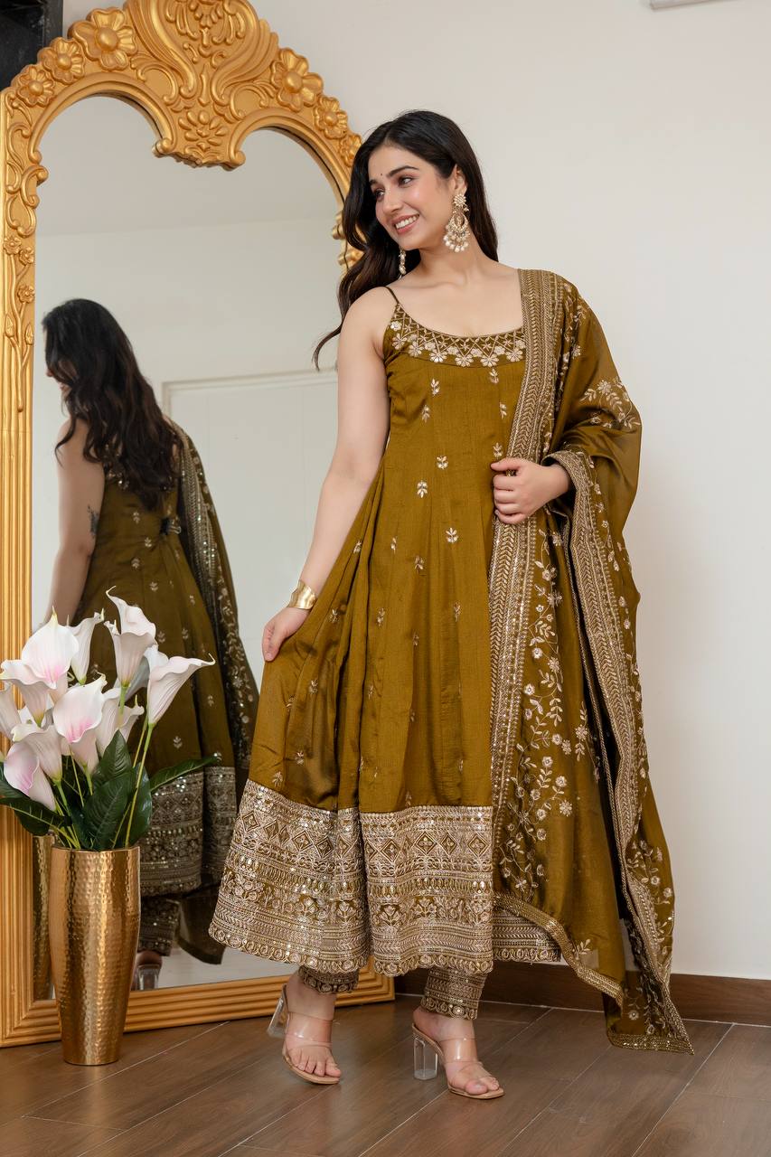 Vichitra Silk with Embroidery Zari Codding Sequins work And Dori Latkan