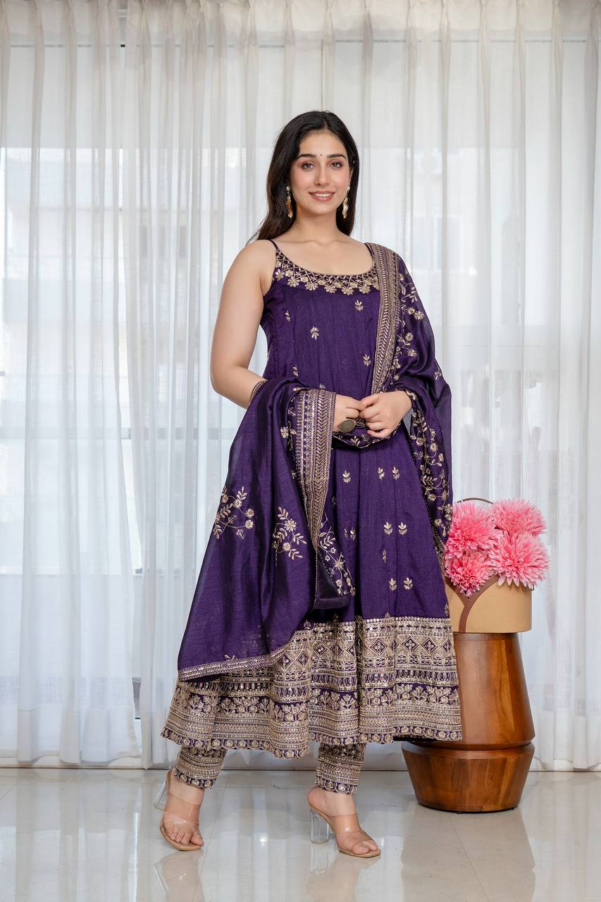 Vichitra Silk with Embroidery Zari Codding Sequins work And Dori Latkan