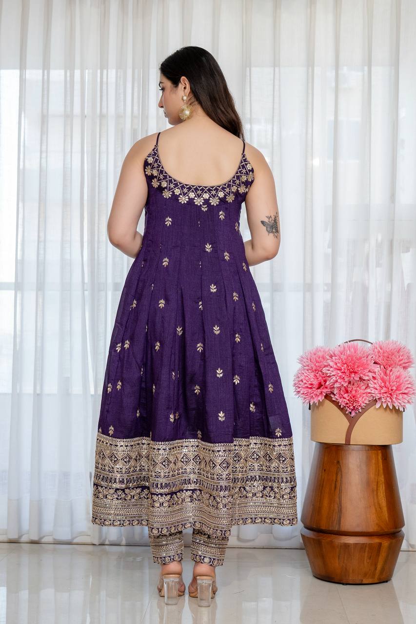 Vichitra Silk with Embroidery Zari Codding Sequins work And Dori Latkan