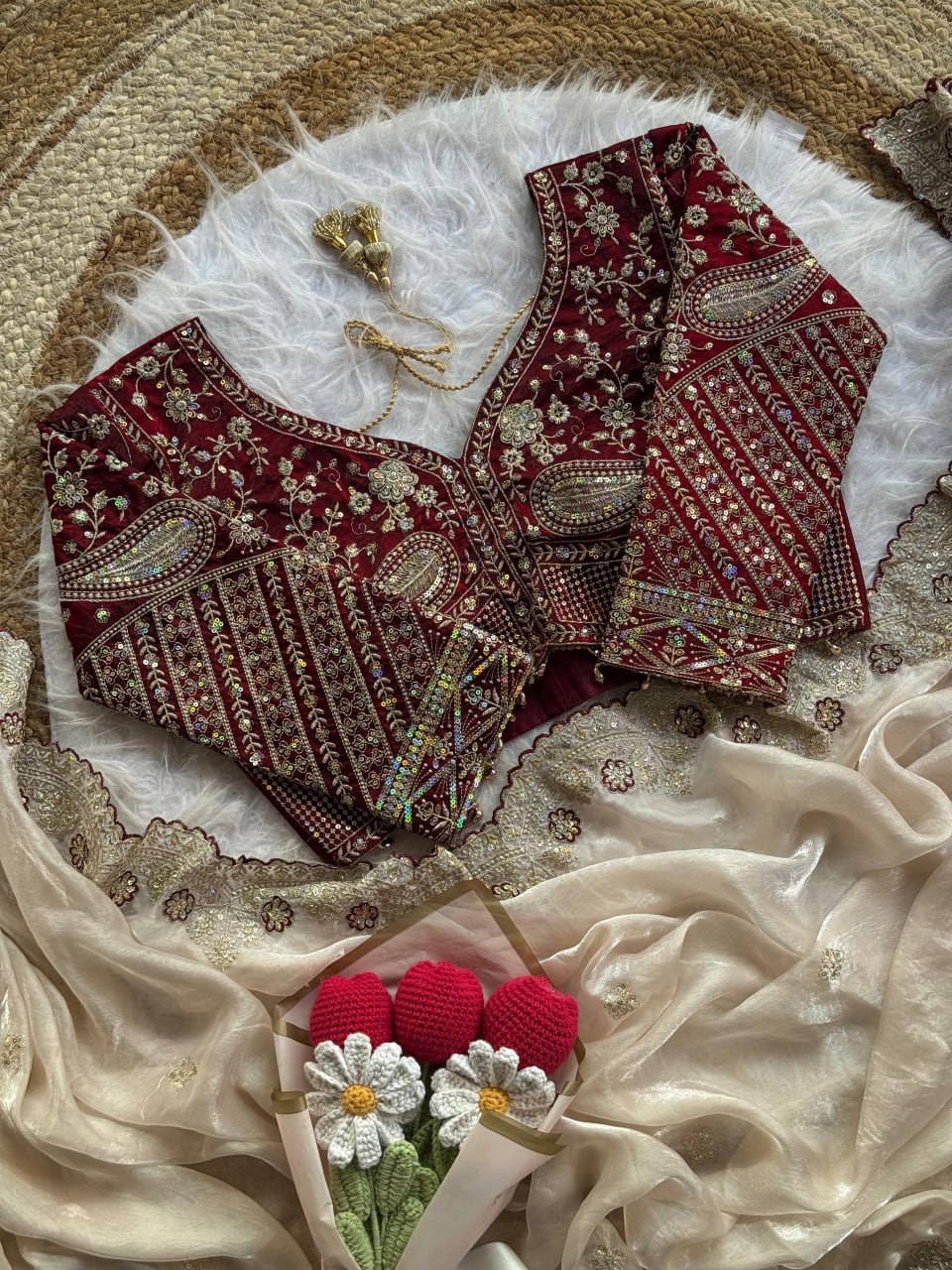 Soft Space Silk Saree With Heavy Embroidery Of Sequins Multi Thread