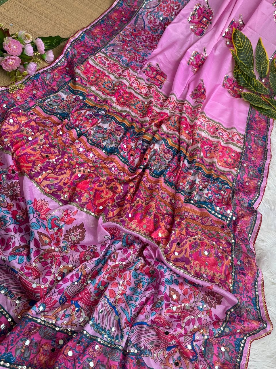 Very Soft and Elegant Rich look Soft Chinon Silk Digital Print Saree
