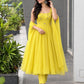 Faux Georgette fabric corset pattern Anarkali with Pretty Daimond detailing