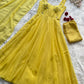 Faux Georgette fabric corset pattern Anarkali with Pretty Daimond detailing
