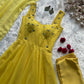Faux Georgette fabric corset pattern Anarkali with Pretty Daimond detailing