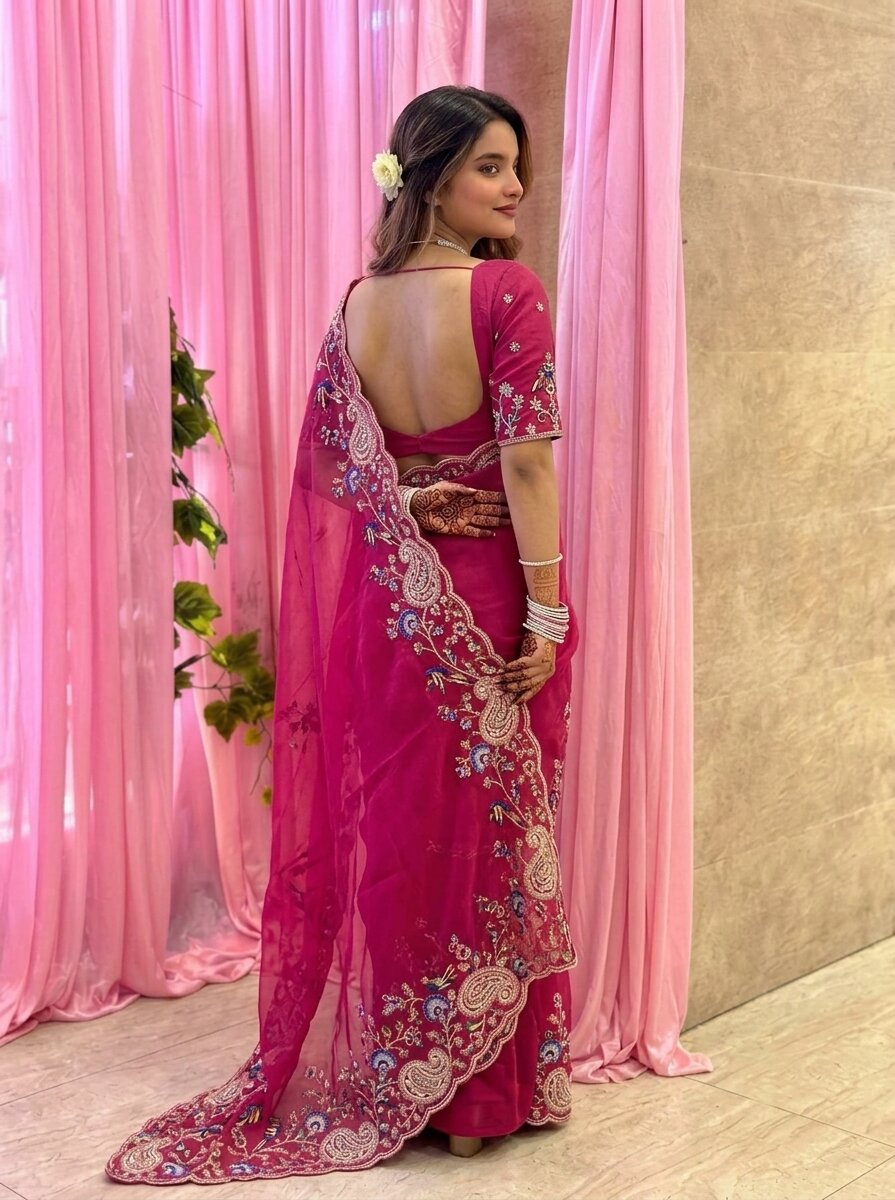 Designer Wedding Party Wear Soft Taby Silk Saree