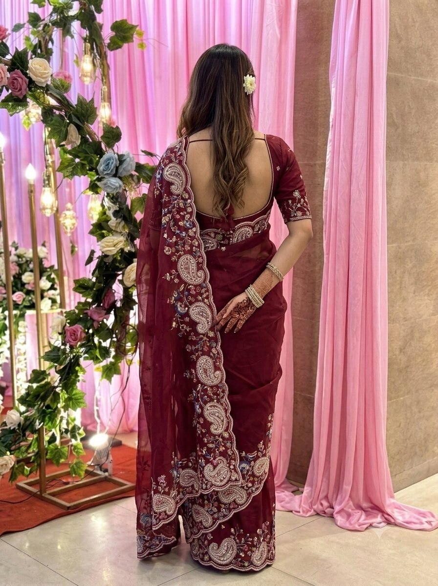 Designer Wedding Party Wear Soft Taby Silk Saree