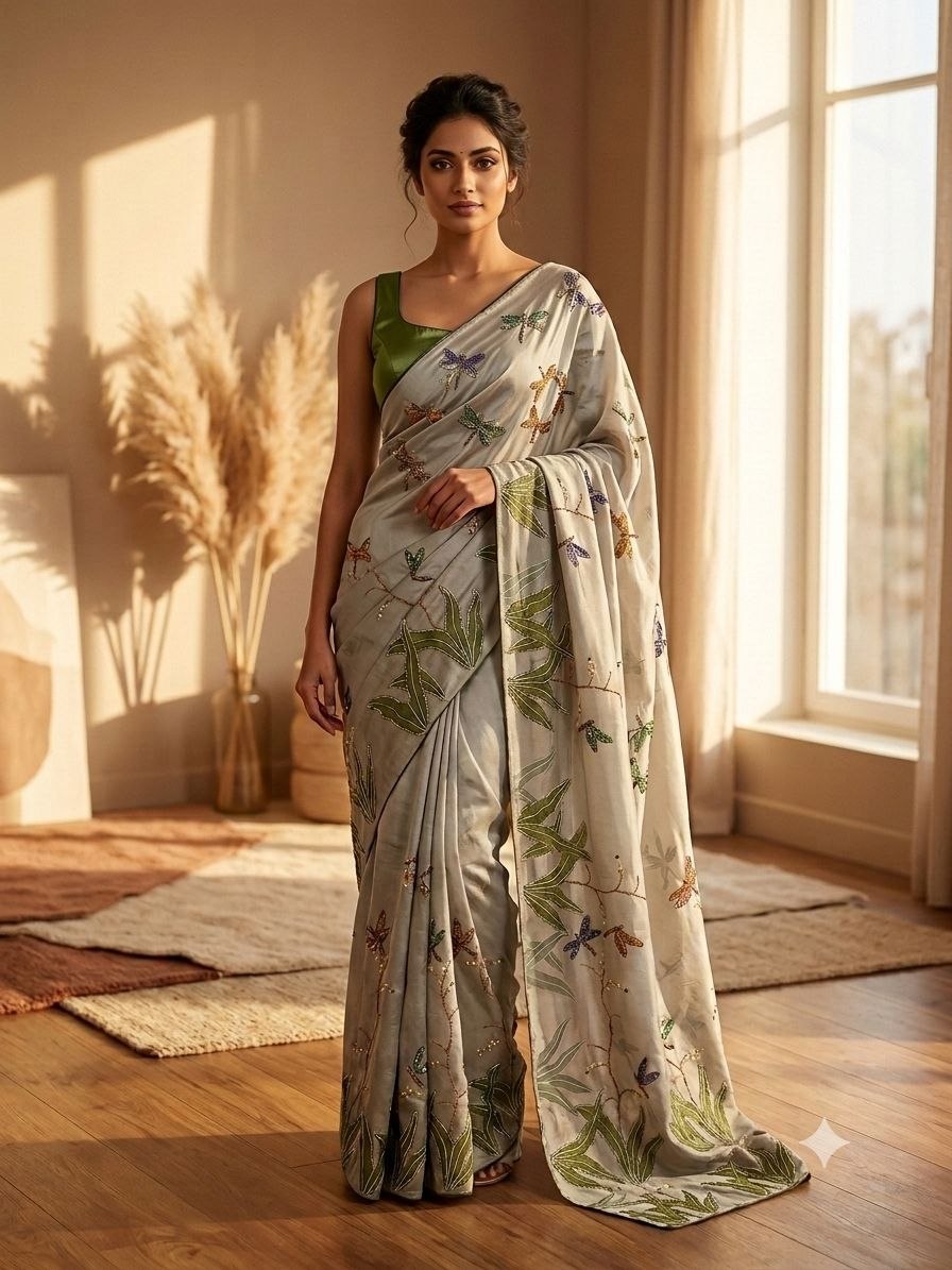 Soft Tebby silk with floral print saree