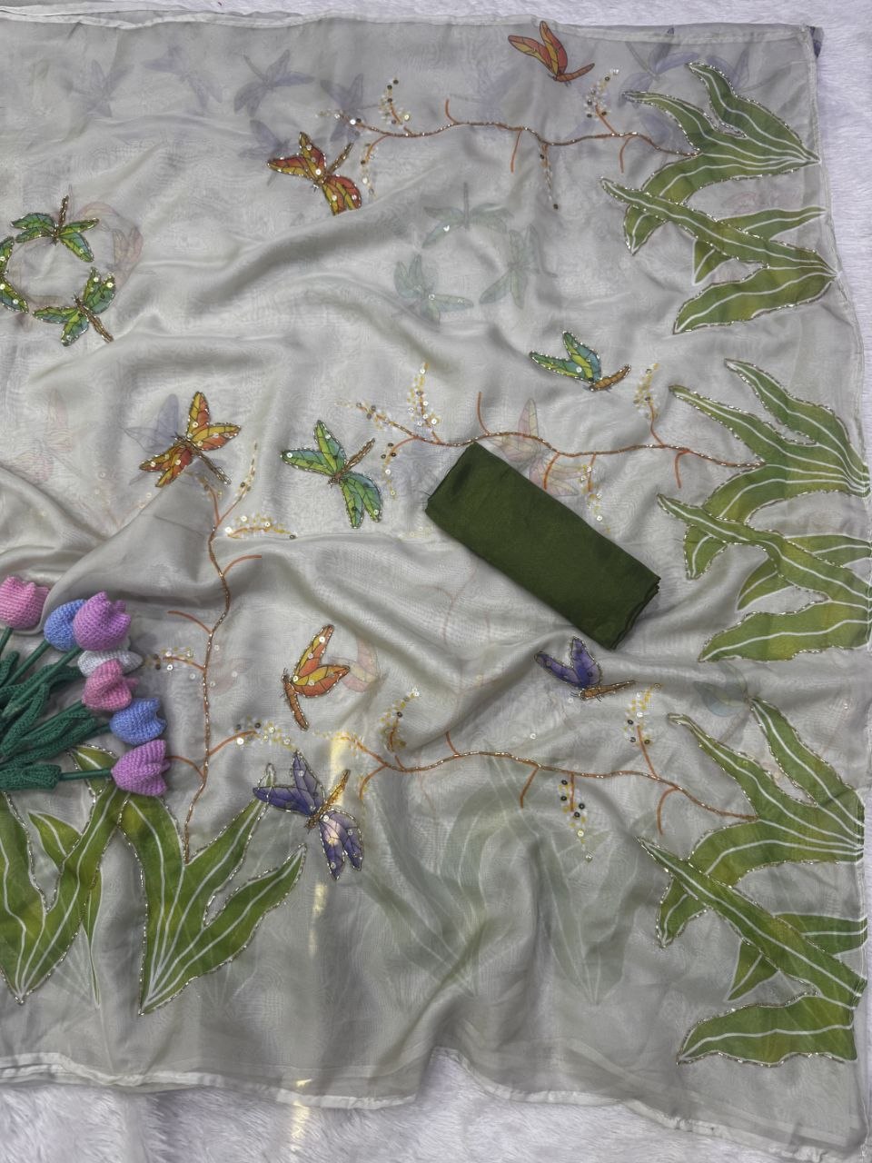 Soft Tebby silk with floral print saree
