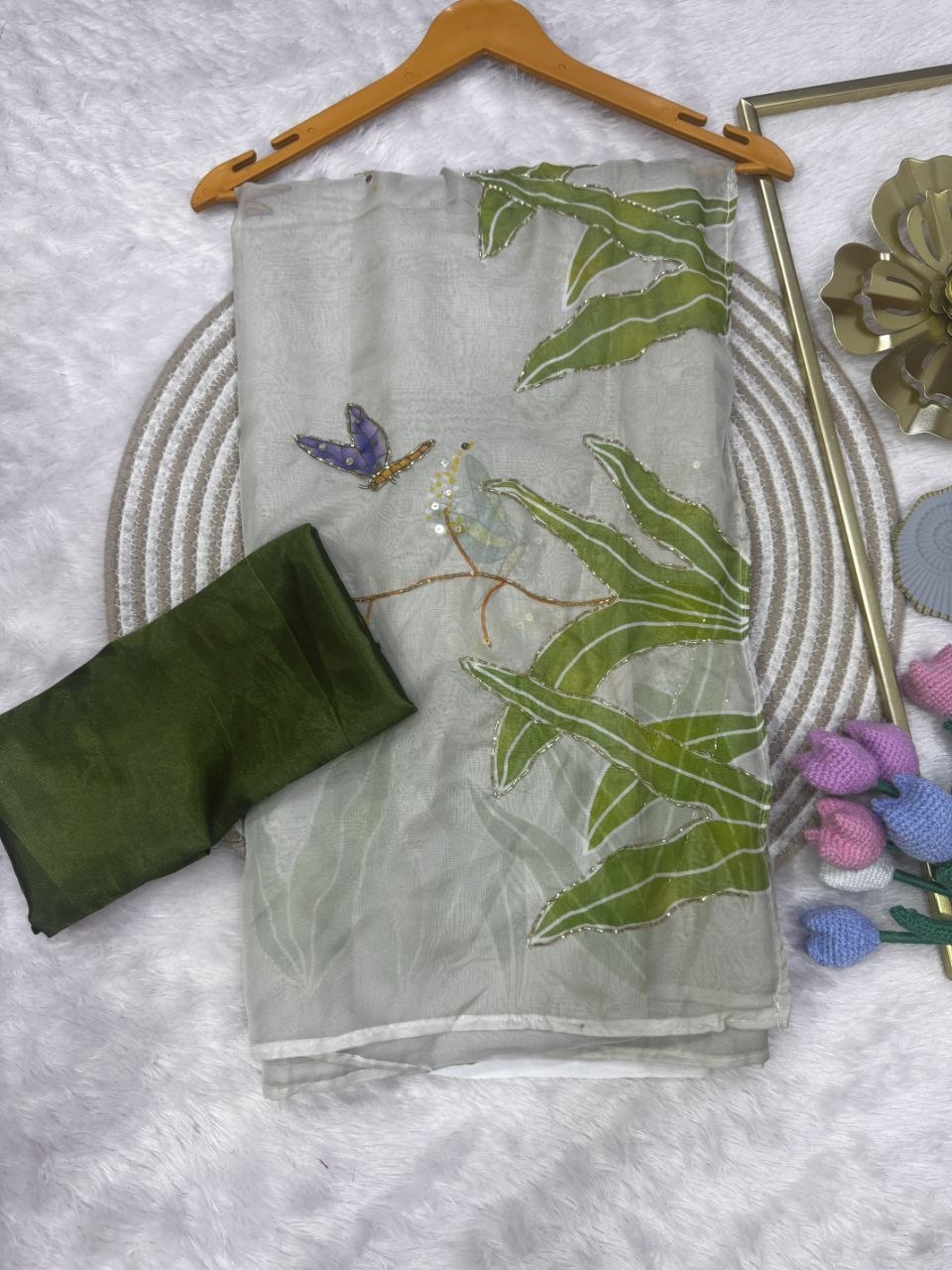 Soft Tebby silk with floral print saree