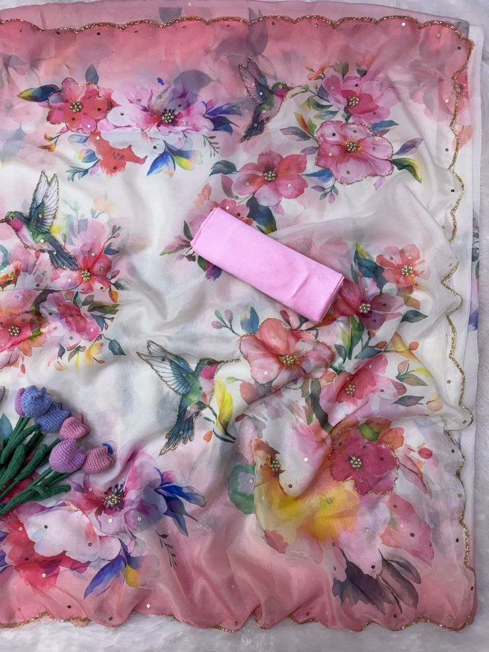 Soft Tebby silk with floral print saree