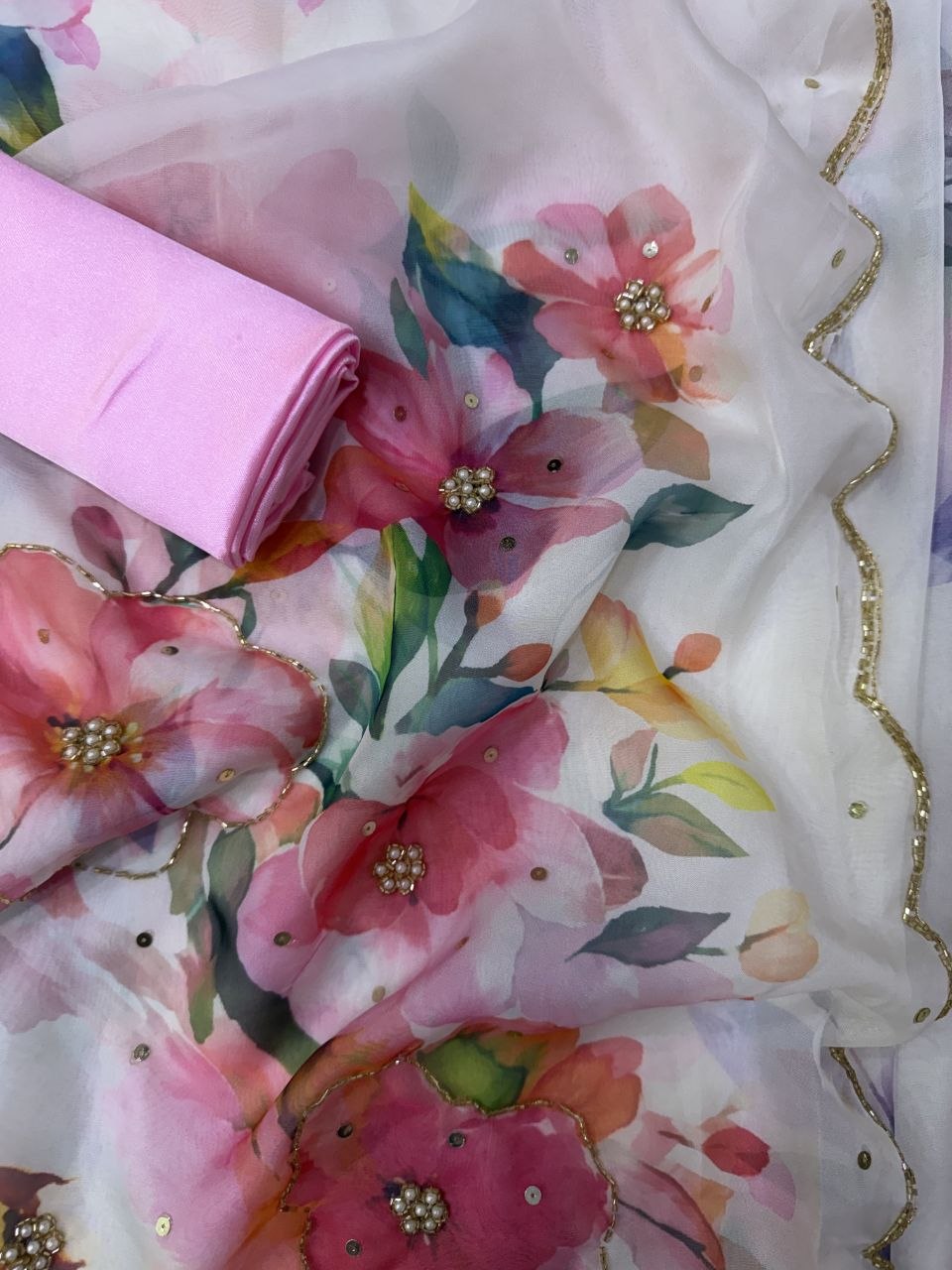 Soft Tebby silk with floral print saree