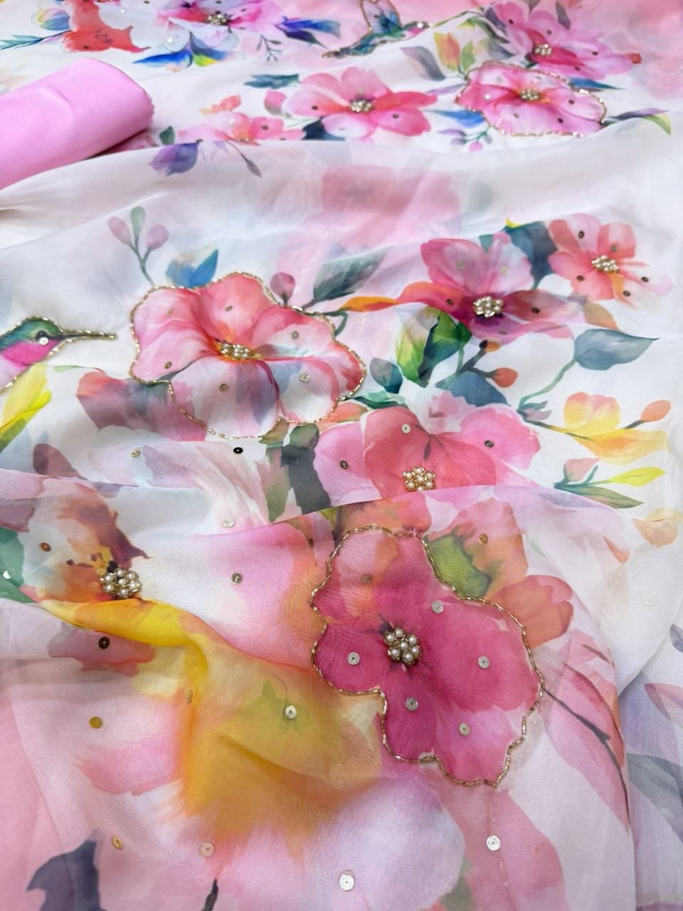 Soft Tebby silk with floral print saree