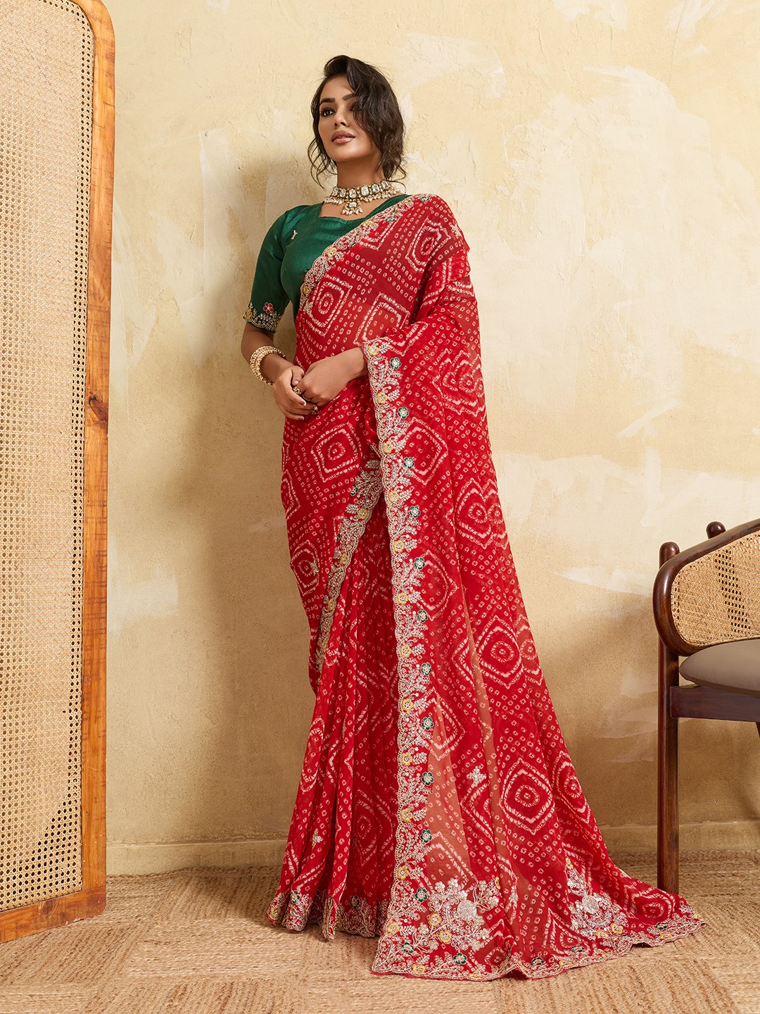 Wedding Wear Bandhej Georgette Saree