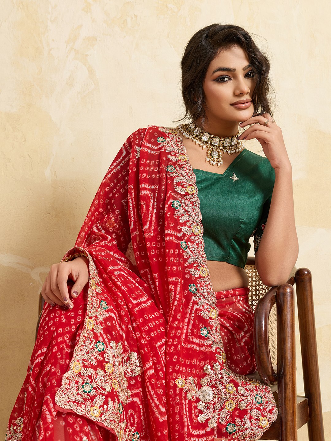 Wedding Wear Bandhej Georgette Saree