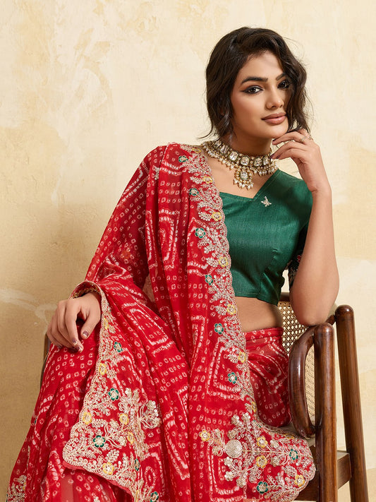 Wedding Wear Bandhej Georgette Saree