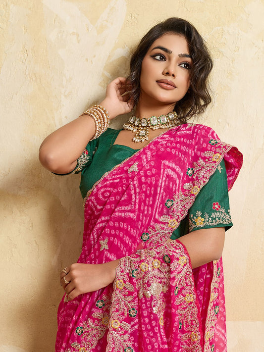 Wedding Wear Bandhej Georgette Saree