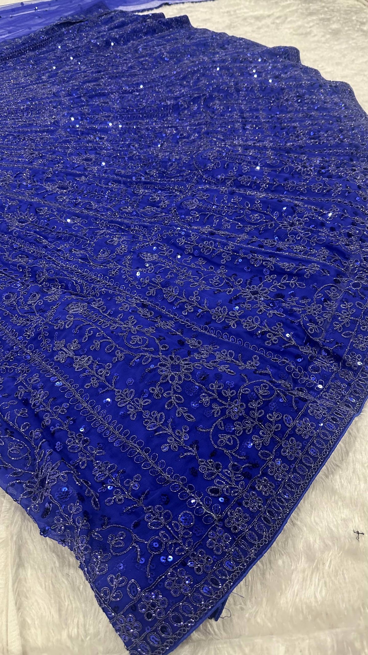 Faux Georgette lehenga with sequins & dori work choli