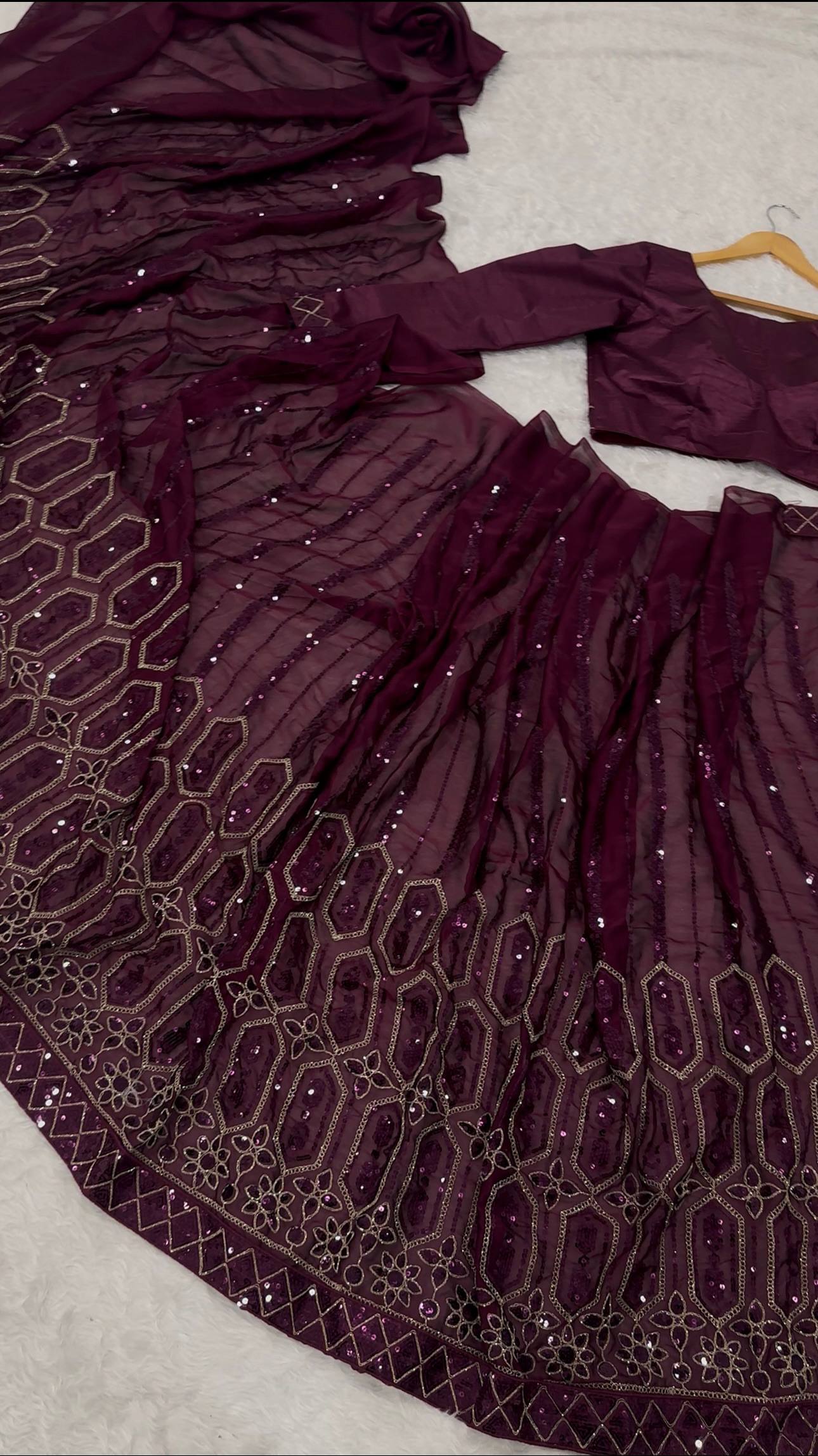 Kasturi silk saree with sequins thread & dori work saree