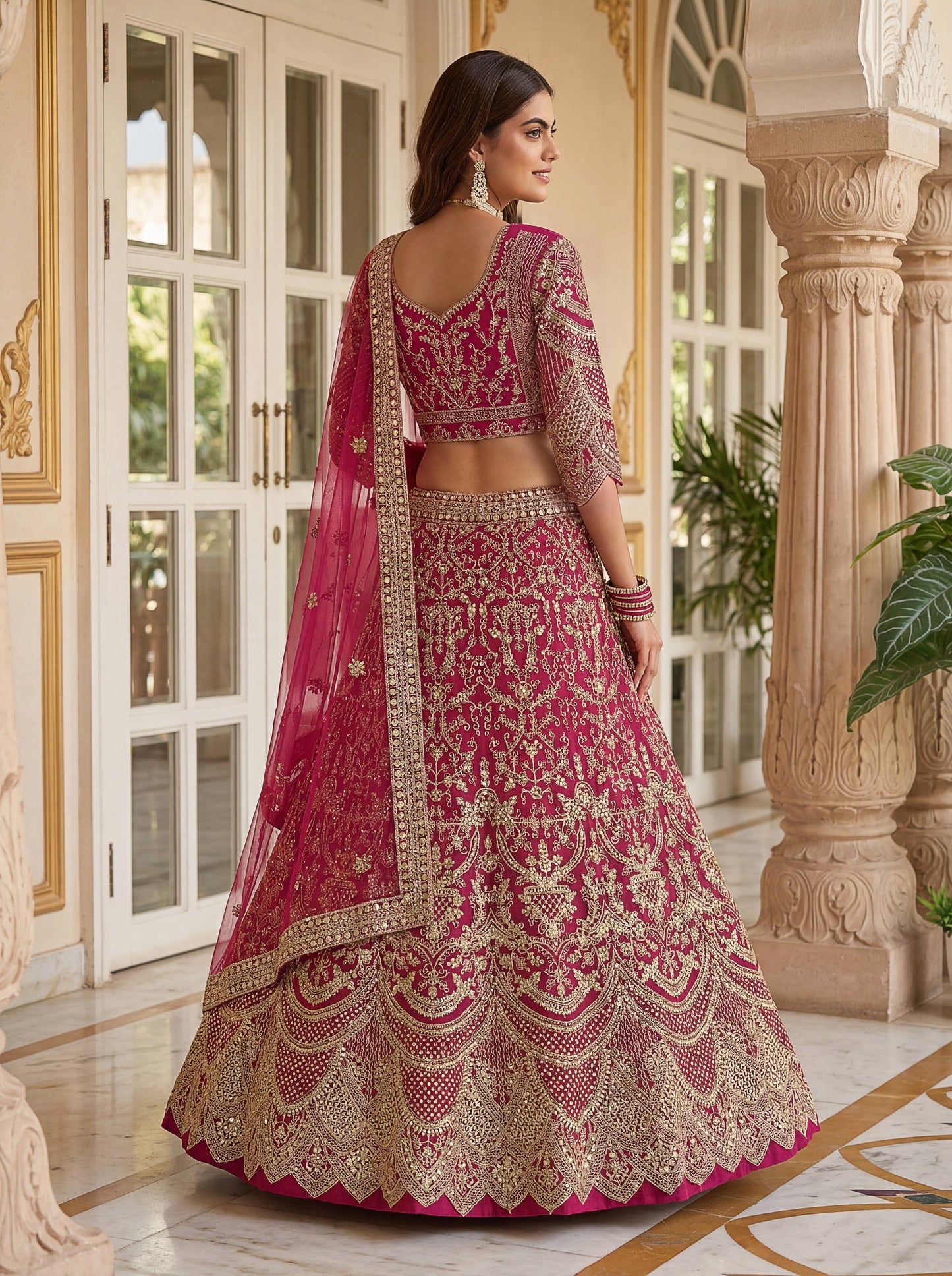Butterfly Net Sequins and Codding Embroidery Work Lehenga